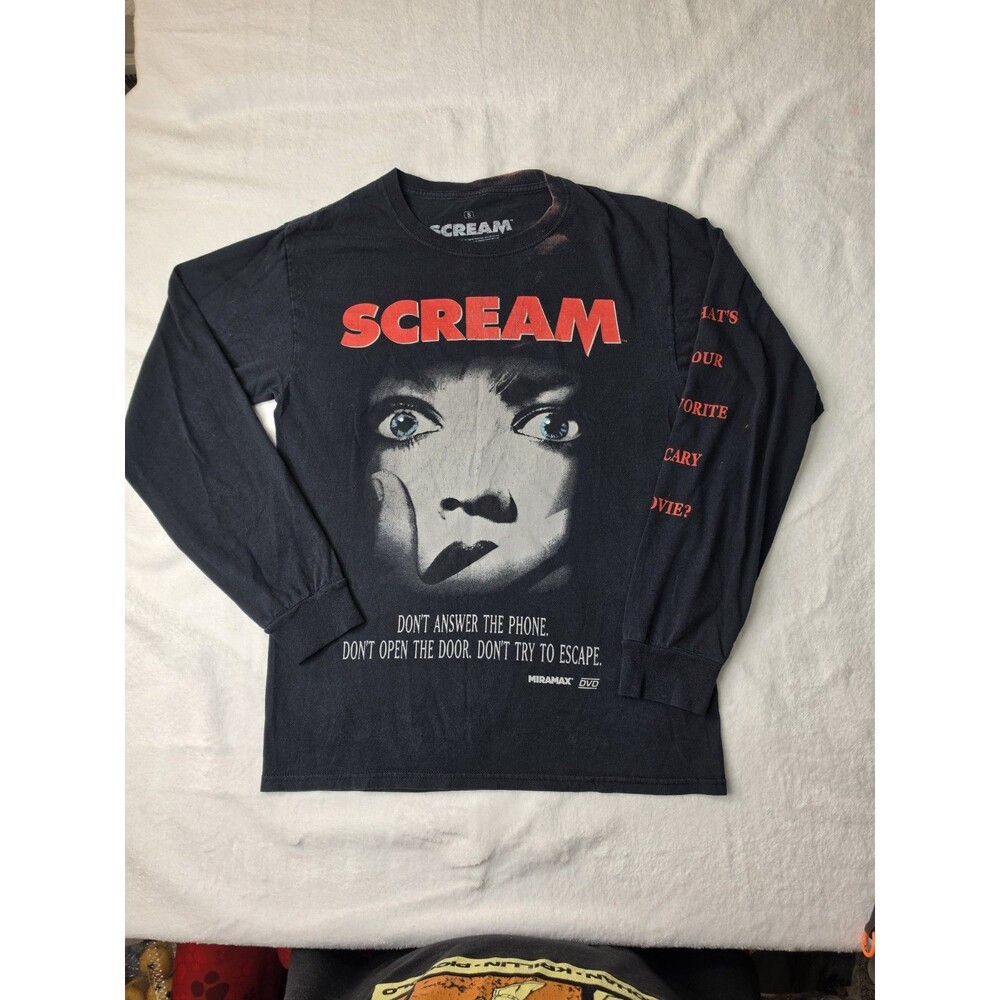 Modern Scream Promo Faded Black Long Sleeve T-Shirt Print Tag Small